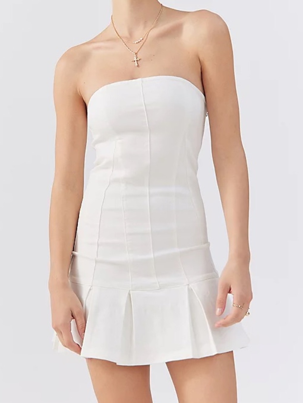 Urban Outfitters brandi white denim strapless mini dress
